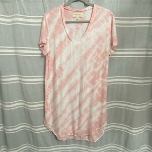 CLOTH & STONE / Pink & White Tie Dye Shirt Dress Size S